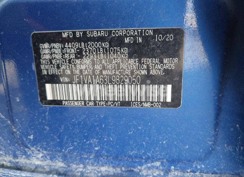 Photo 9 of 2020 Subaru Wrx (VIN JF1VA1A63L9829050)