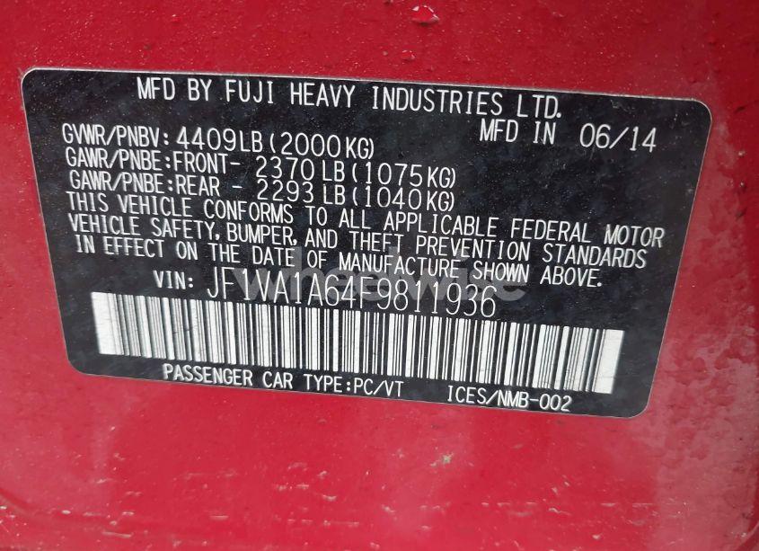 Photo 9 of 2015 Subaru Wrx (VIN JF1VA1A64F9811936)