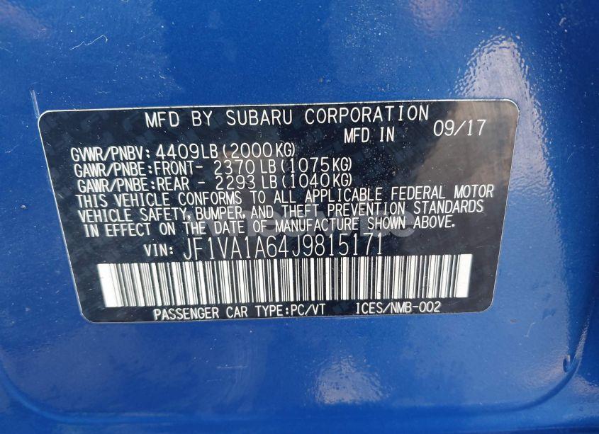 Photo 9 of 2018 Subaru Wrx (VIN JF1VA1A64J9815171)