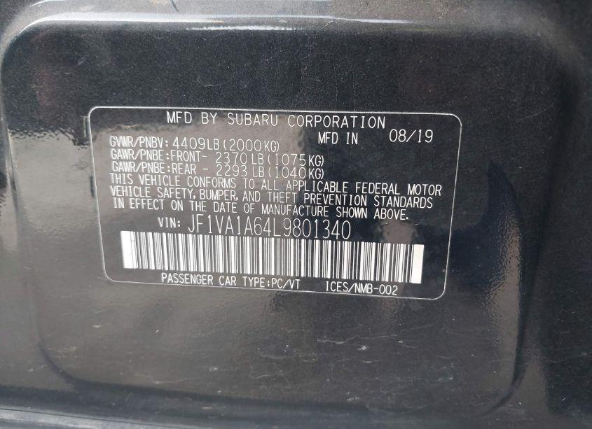 Photo 9 of 2020 Subaru Wrx (VIN JF1VA1A64L9801340)