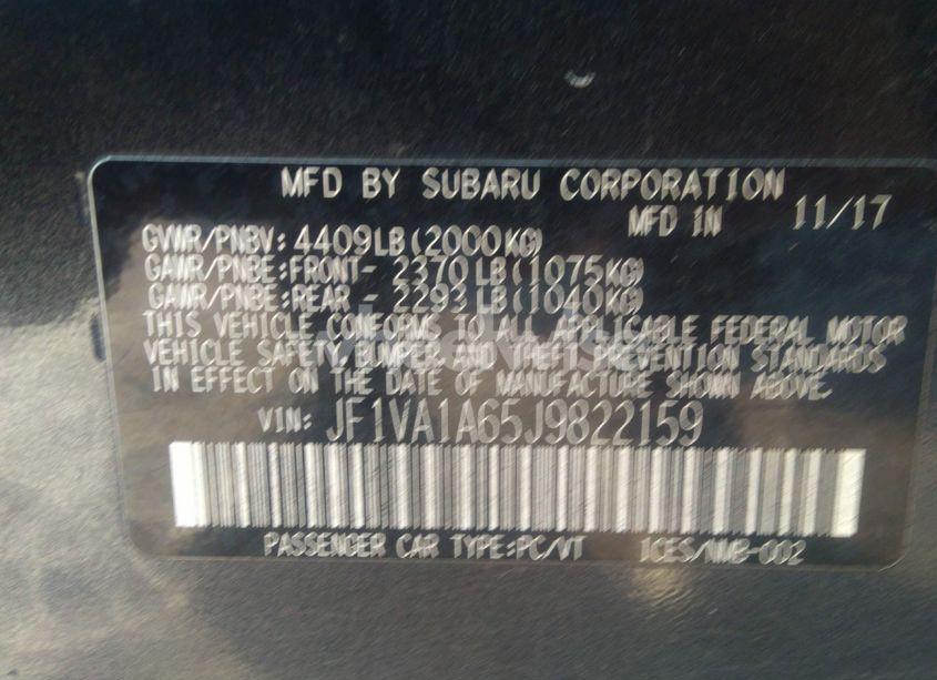 Photo 9 of 2018 Subaru Wrx (VIN JF1VA1A65J9822159)