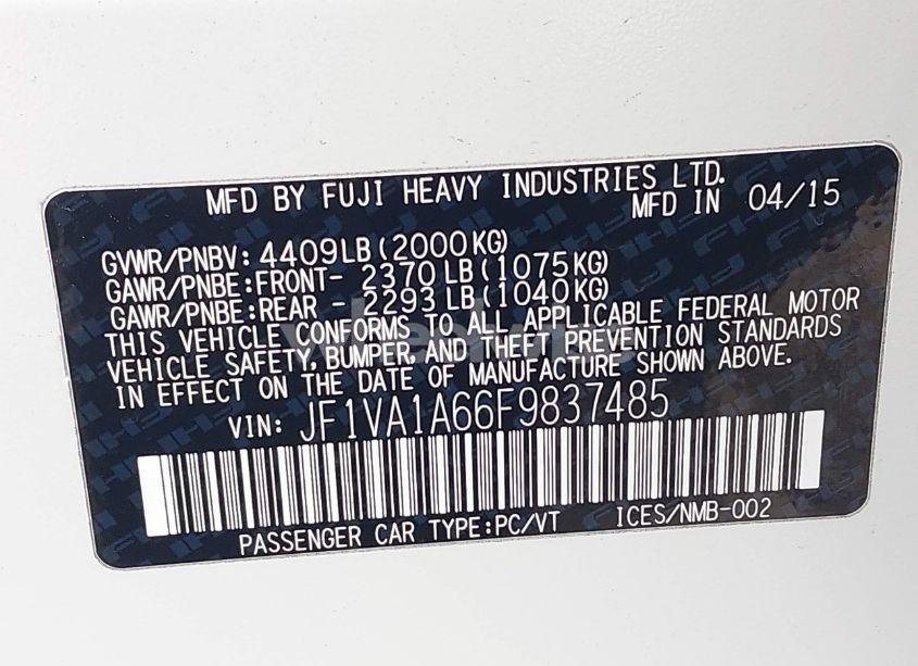 Photo 9 of 2015 Subaru Wrx (VIN JF1VA1A66F9837485)