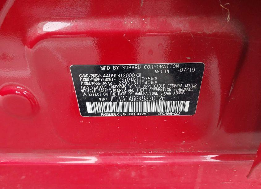 Photo 9 of 2019 Subaru Wrx (VIN JF1VA1A66K9830126)