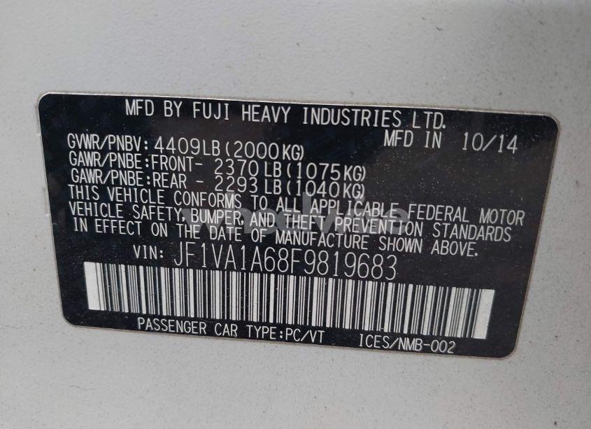 Photo 9 of 2015 Subaru Wrx N/A (VIN JF1VA1A68F9819683)