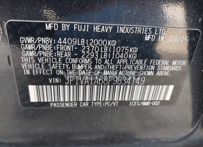 Photo 9 of 2015 Subaru Wrx (VIN JF1VA1A68F9834149)