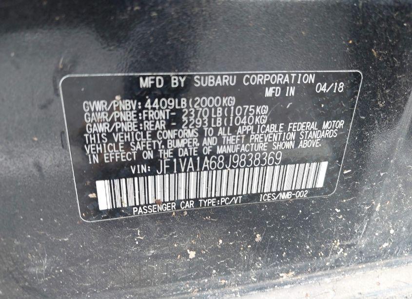 Photo 9 of 2018 Subaru Wrx (VIN JF1VA1A68J9838369)