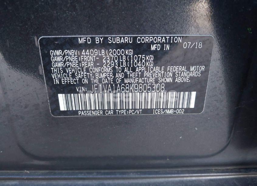 Photo 9 of 2019 Subaru Wrx (VIN JF1VA1A68K9805308)