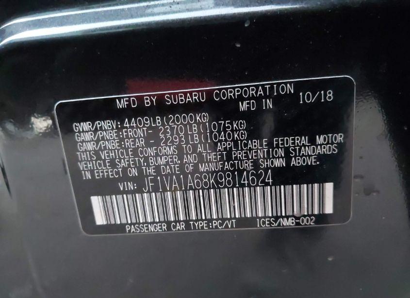 Photo 9 of 2019 Subaru Wrx (VIN JF1VA1A68K9814624)