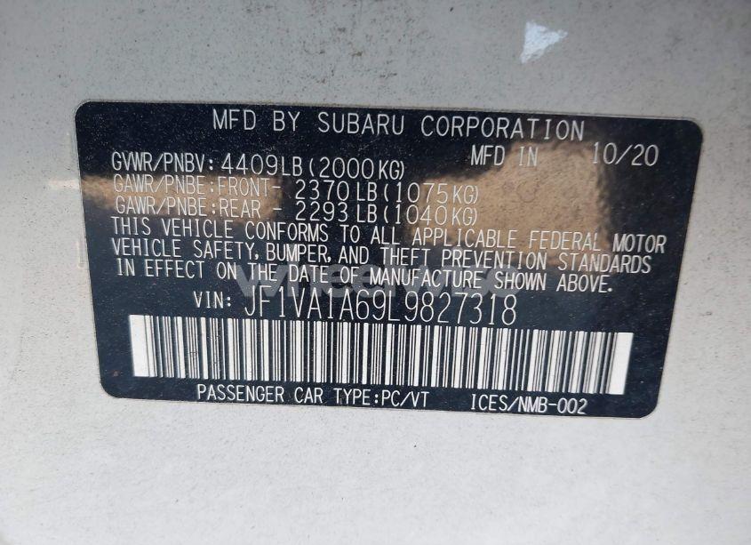 Photo 9 of 2020 Subaru Wrx (VIN JF1VA1A69L9827318)
