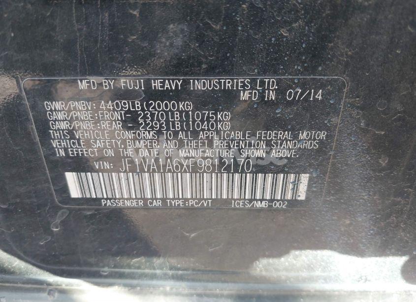 Photo 9 of 2015 Subaru Wrx N/A (VIN JF1VA1A6XF9812170)