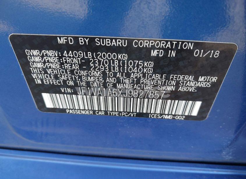 Photo 9 of 2018 Subaru Wrx (VIN JF1VA1A6XJ9827857)