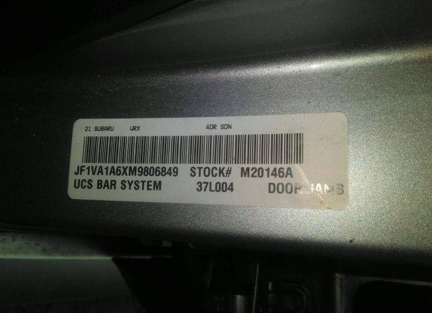 Photo 9 of 2021 Subaru Wrx (VIN JF1VA1A6XM9806849)