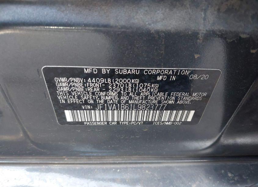 Photo 9 of 2020 Subaru Wrx PREMIUM (VIN JF1VA1B61L9823777)