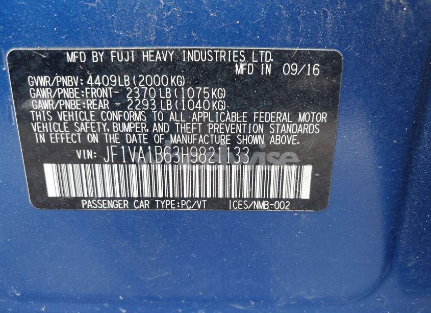 Photo 9 of 2017 Subaru Wrx (VIN JF1VA1B63H9821133)