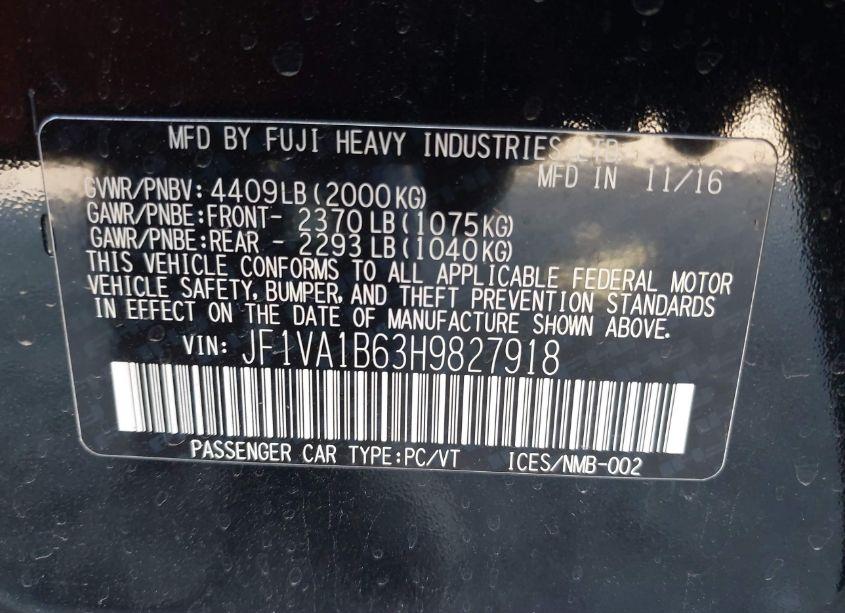 Photo 9 of 2017 Subaru Wrx (VIN JF1VA1B63H9827918)