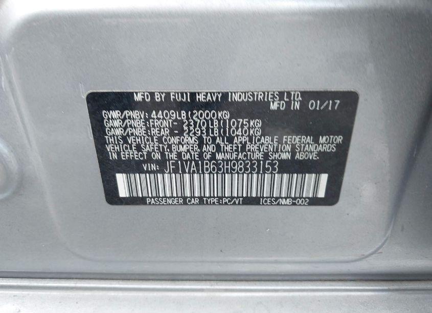 Photo 9 of 2017 Subaru Wrx (VIN JF1VA1B63H9833153)