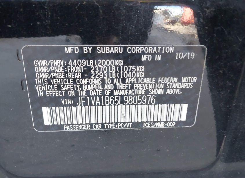 Photo 9 of 2020 Subaru Wrx PREMIUM (VIN JF1VA1B65L9805976)