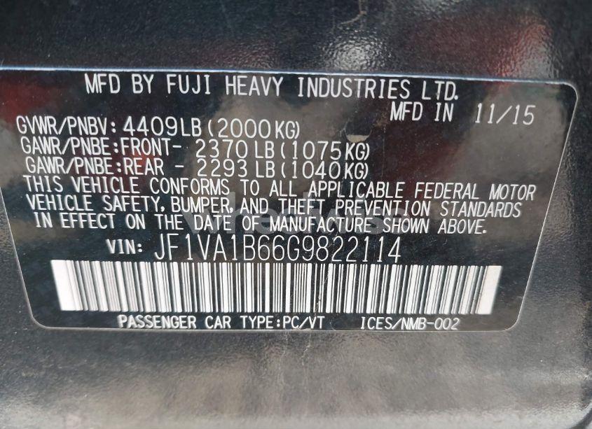 Photo 9 of 2016 Subaru Wrx (VIN JF1VA1B66G9822114)