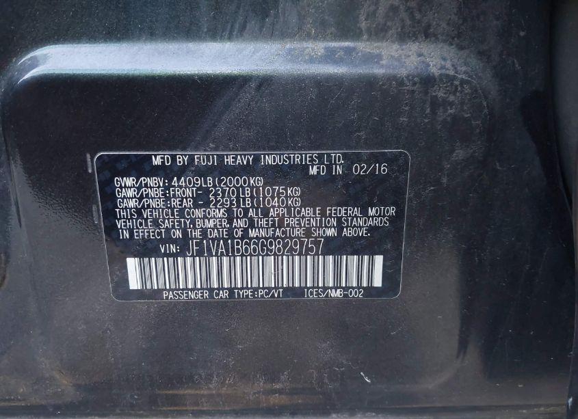 Photo 9 of 2016 Subaru Wrx (VIN JF1VA1B66G9829757)