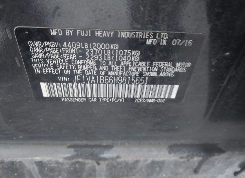 Photo 9 of 2017 Subaru Wrx (VIN JF1VA1B66H9815651)