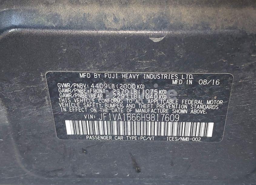 Photo 9 of 2017 Subaru Wrx (VIN JF1VA1B66H9817609)