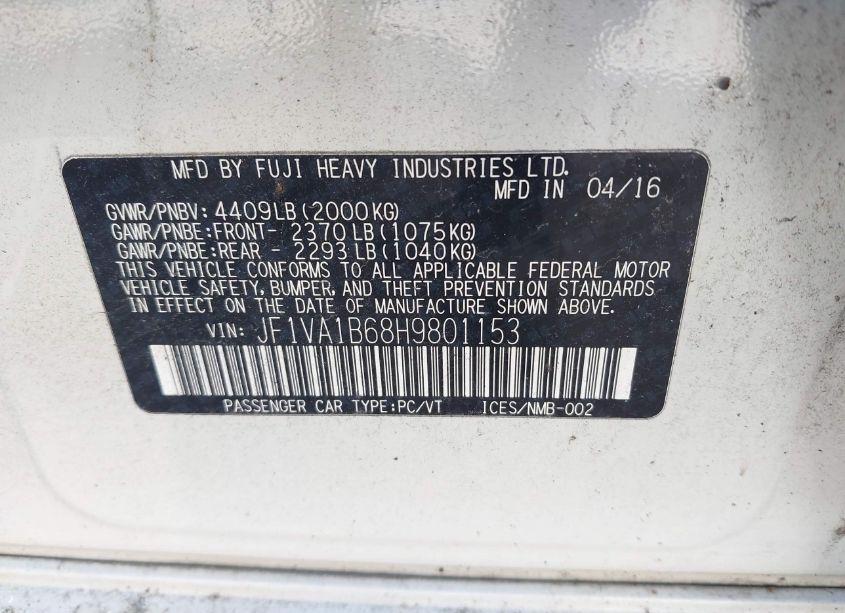 Photo 9 of 2017 Subaru Wrx (VIN JF1VA1B68H9801153)