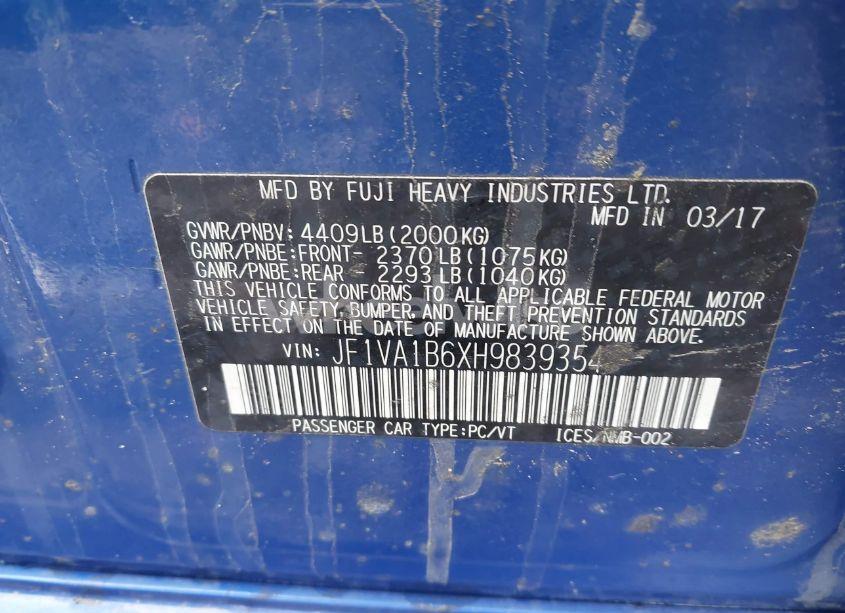 Photo 9 of 2017 Subaru Wrx (VIN JF1VA1B6XH9839354)