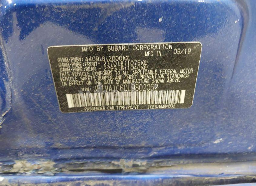 Photo 9 of 2020 Subaru Wrx PREMIUM (VIN JF1VA1C60L9802062)