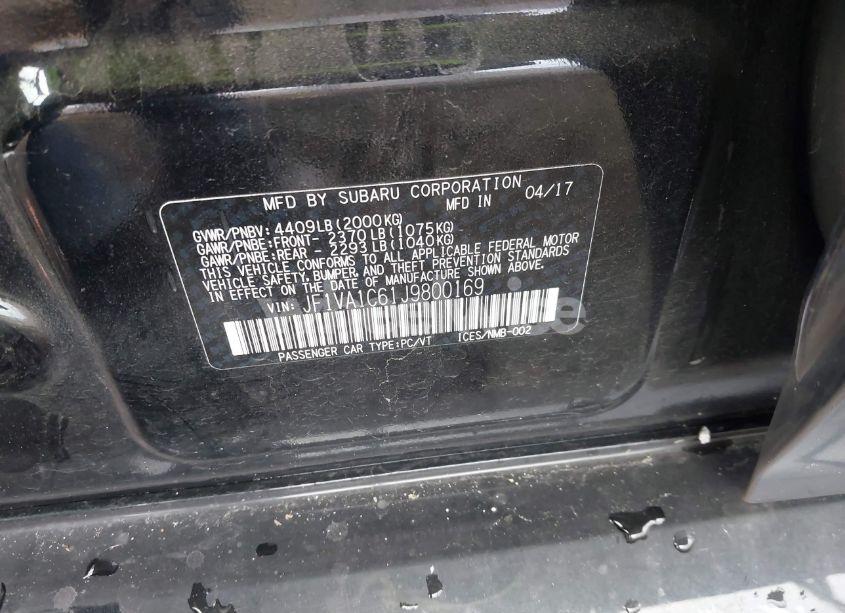 Photo 9 of 2018 Subaru Wrx PREMIUM (VIN JF1VA1C61J9800169)