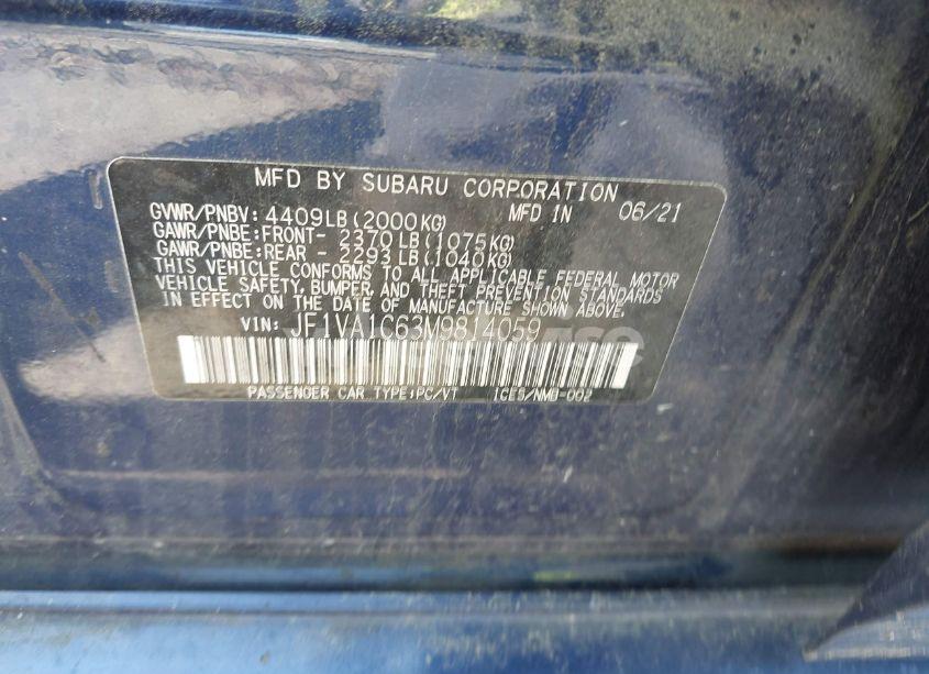 Photo 9 of 2021 Subaru Wrx PREMIUM (VIN JF1VA1C63M9814059)