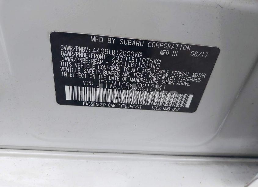 Photo 9 of 2018 Subaru Wrx PREMIUM (VIN JF1VA1C66J9812141)