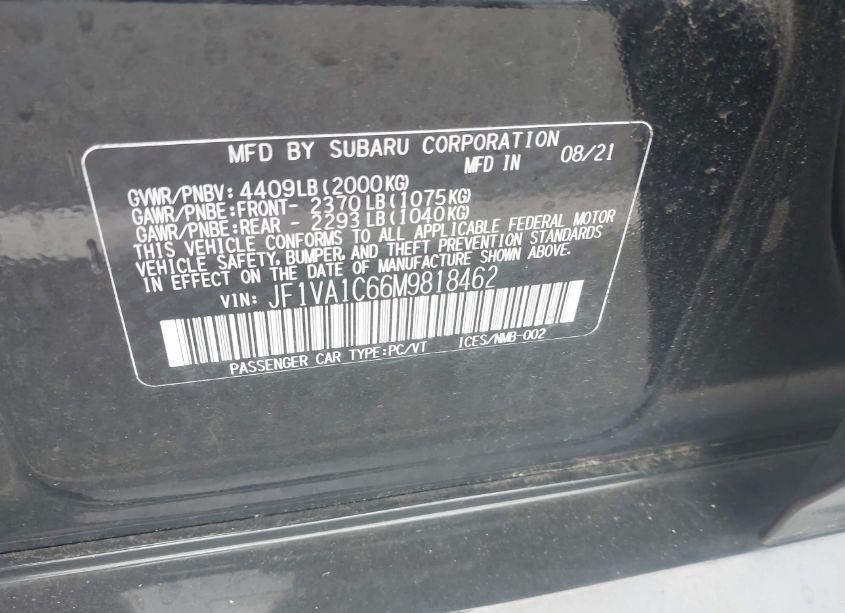 Photo 9 of 2021 Subaru Wrx PREMIUM (VIN JF1VA1C66M9818462)