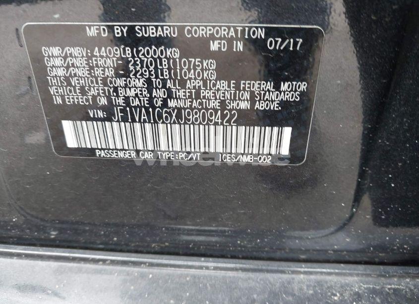 Photo 9 of 2018 Subaru Wrx PREMIUM (VIN JF1VA1C6XJ9809422)