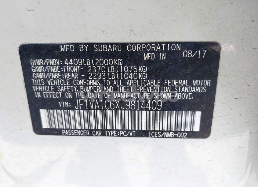 Photo 9 of 2018 Subaru Wrx PREMIUM (VIN JF1VA1C6XJ9814409)