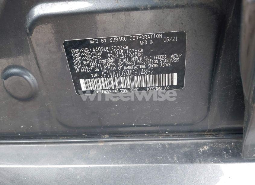 Photo 9 of 2021 Subaru Wrx PREMIUM (VIN JF1VA1C6XM9814852)