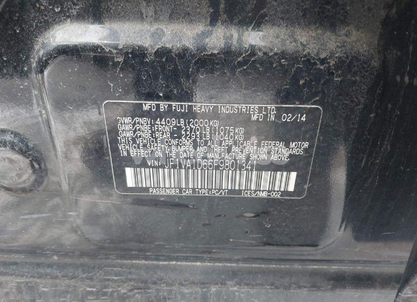 Photo 9 of 2015 Subaru Wrx PREMIUM (VIN JF1VA1D66F9801341)