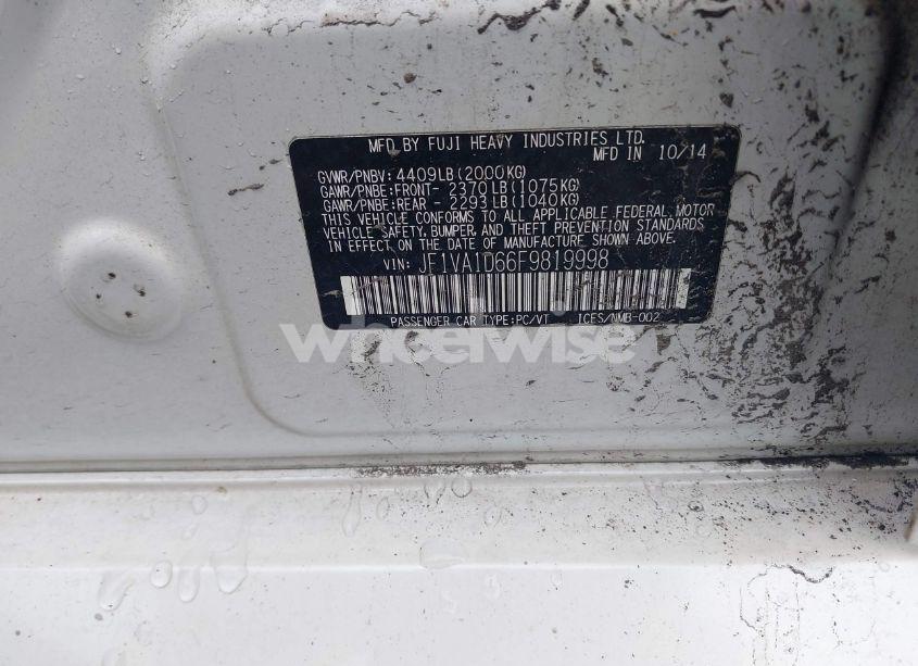 Photo 9 of 2015 Subaru Wrx PREMIUM (VIN JF1VA1D66F9819998)