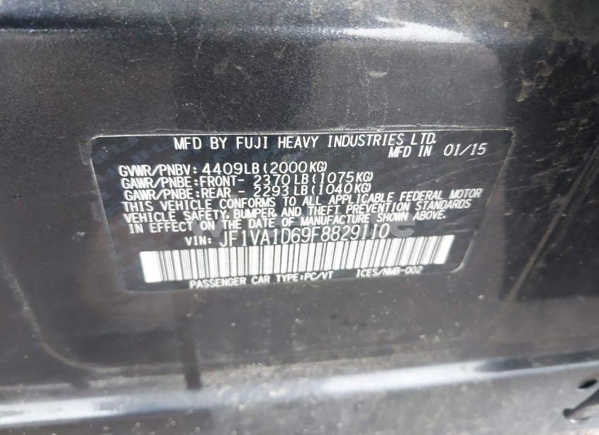 Photo 9 of 2015 Subaru Wrx PREMIUM (VIN JF1VA1D69F8829110)