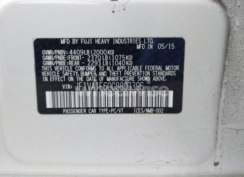 Photo 9 of 2016 Subaru Wrx PREMIUM (VIN JF1VA1E60G8803396)