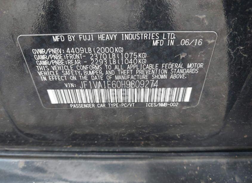 Photo 9 of 2017 Subaru Wrx PREMIUM (VIN JF1VA1E60H9809274)