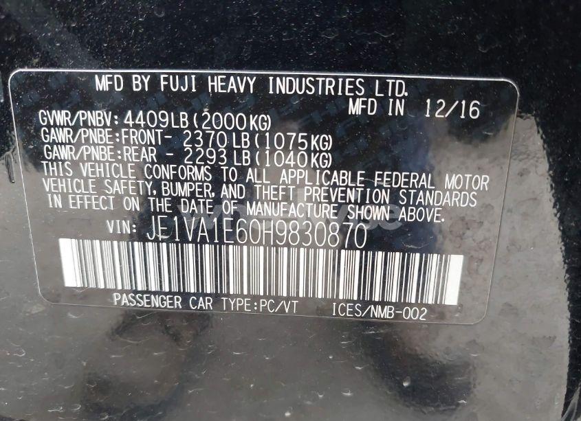 Photo 9 of 2017 Subaru Wrx PREMIUM (VIN JF1VA1E60H9830870)