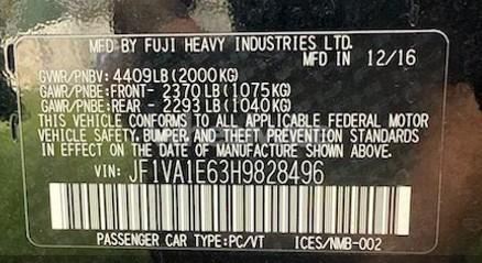 Photo 9 of 2017 Subaru Wrx PREMIUM (VIN JF1VA1E63H9828496)