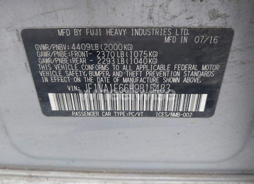 Photo 9 of 2017 Subaru Wrx PREMIUM (VIN JF1VA1E66H9815483)