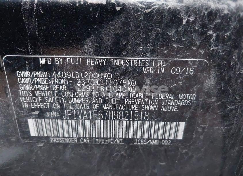 Photo 9 of 2017 Subaru Wrx PREMIUM (VIN JF1VA1E67H9821518)