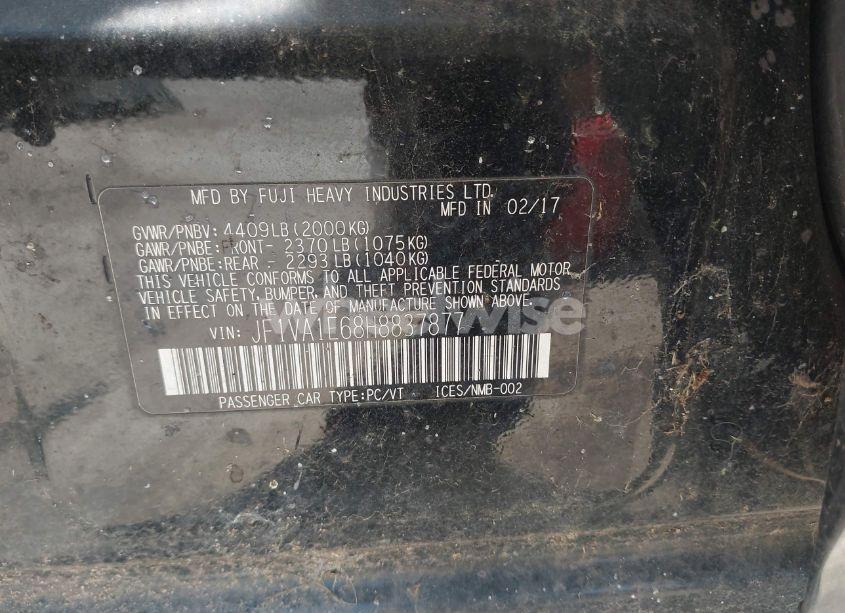 Photo 9 of 2017 Subaru Wrx PREMIUM (VIN JF1VA1E68H8837877)