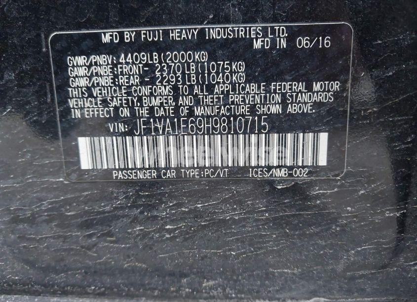 Photo 9 of 2017 Subaru Wrx PREMIUM (VIN JF1VA1E69H9810715)