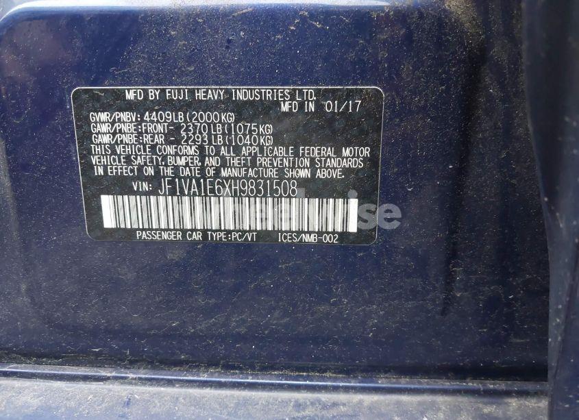 Photo 9 of 2017 Subaru Wrx PREMIUM (VIN JF1VA1E6XH9831508)