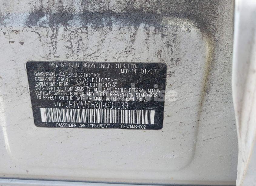 Photo 9 of 2017 Subaru Wrx PREMIUM (VIN JF1VA1E6XH9831539)