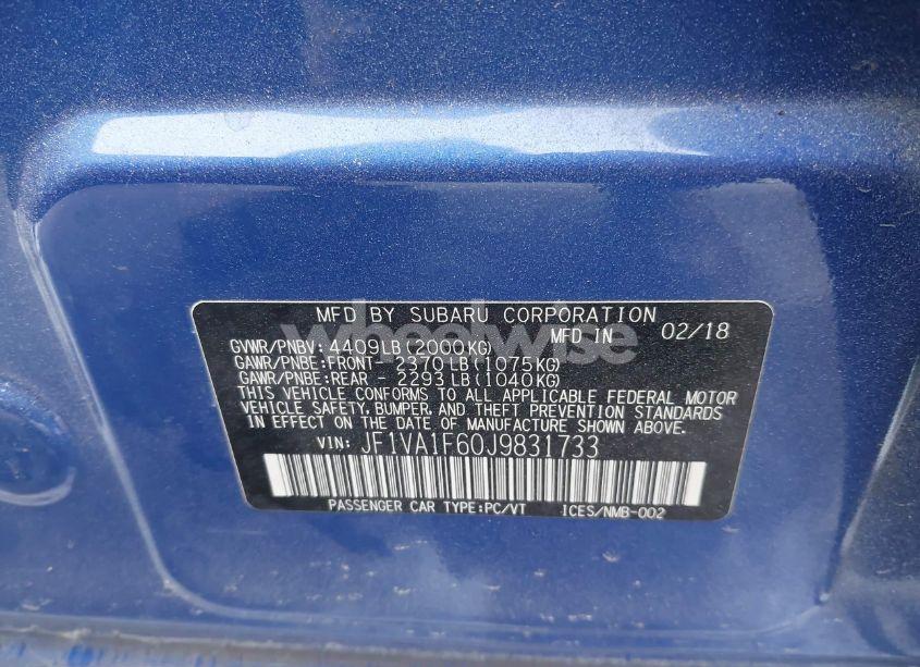 Photo 9 of 2018 Subaru Wrx LIMITED (VIN JF1VA1F60J9831733)