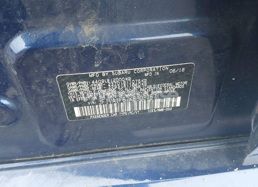 Photo 9 of 2019 Subaru Wrx PREMIUM (VIN JF1VA1F67K8803757)